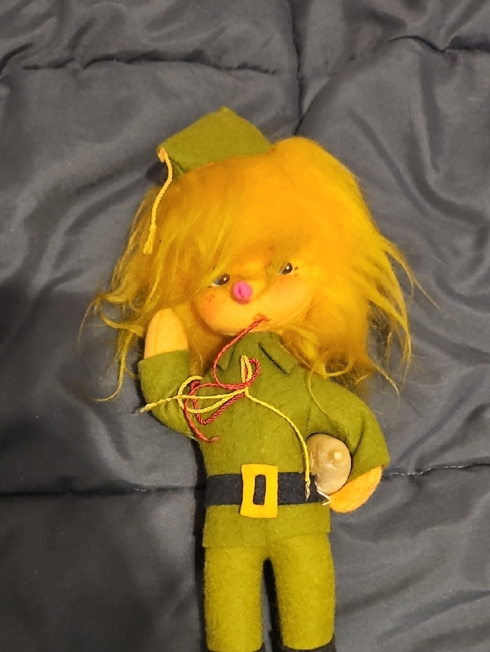 RARE Mid Century Green Lenci Felt Doll